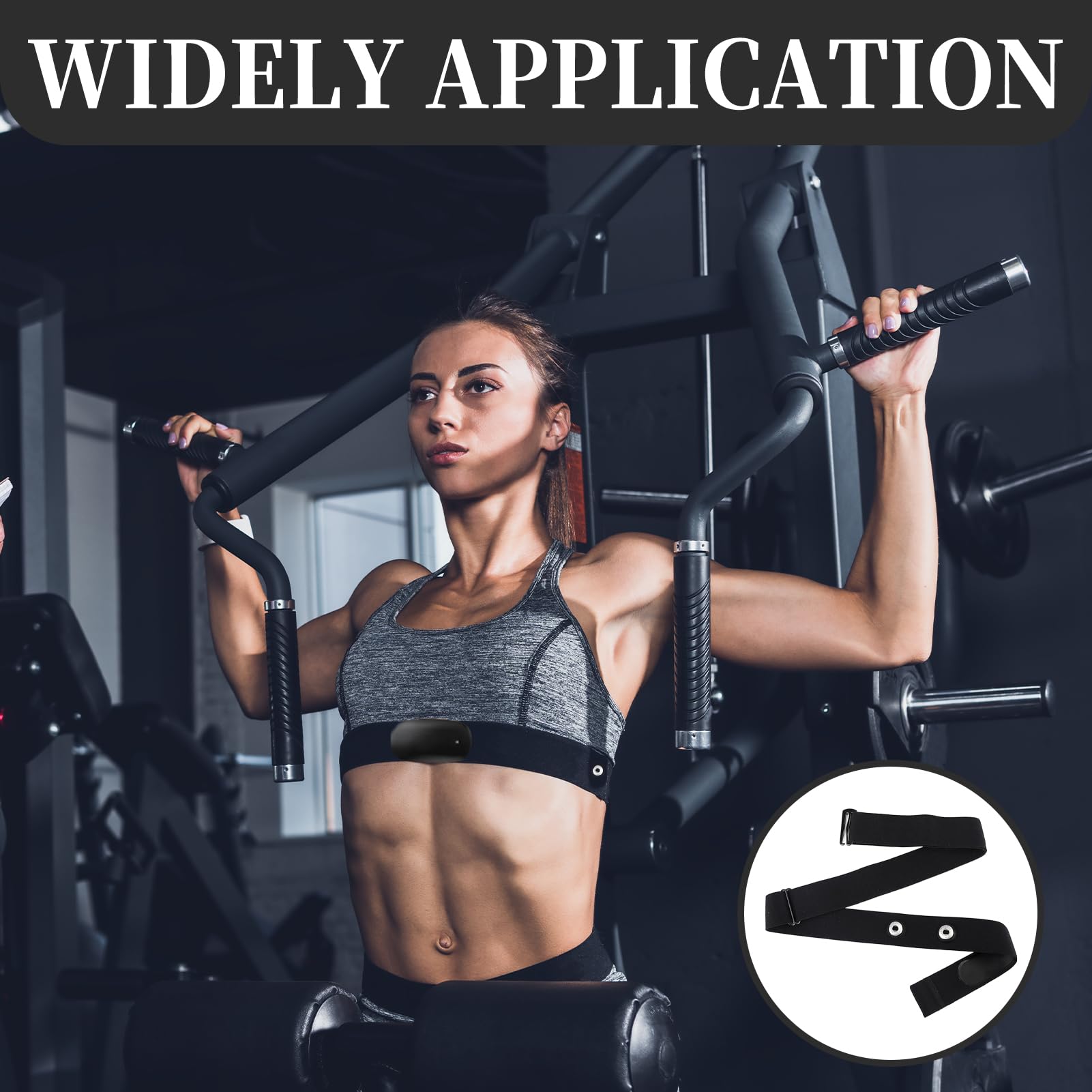 Banda de cardio elástica ajustable de 65 cm a 98 cm, correa de repuesto de tela premium de nailon y spandex con enganche de distancia de 45 mm para entrenamiento cardiovascular