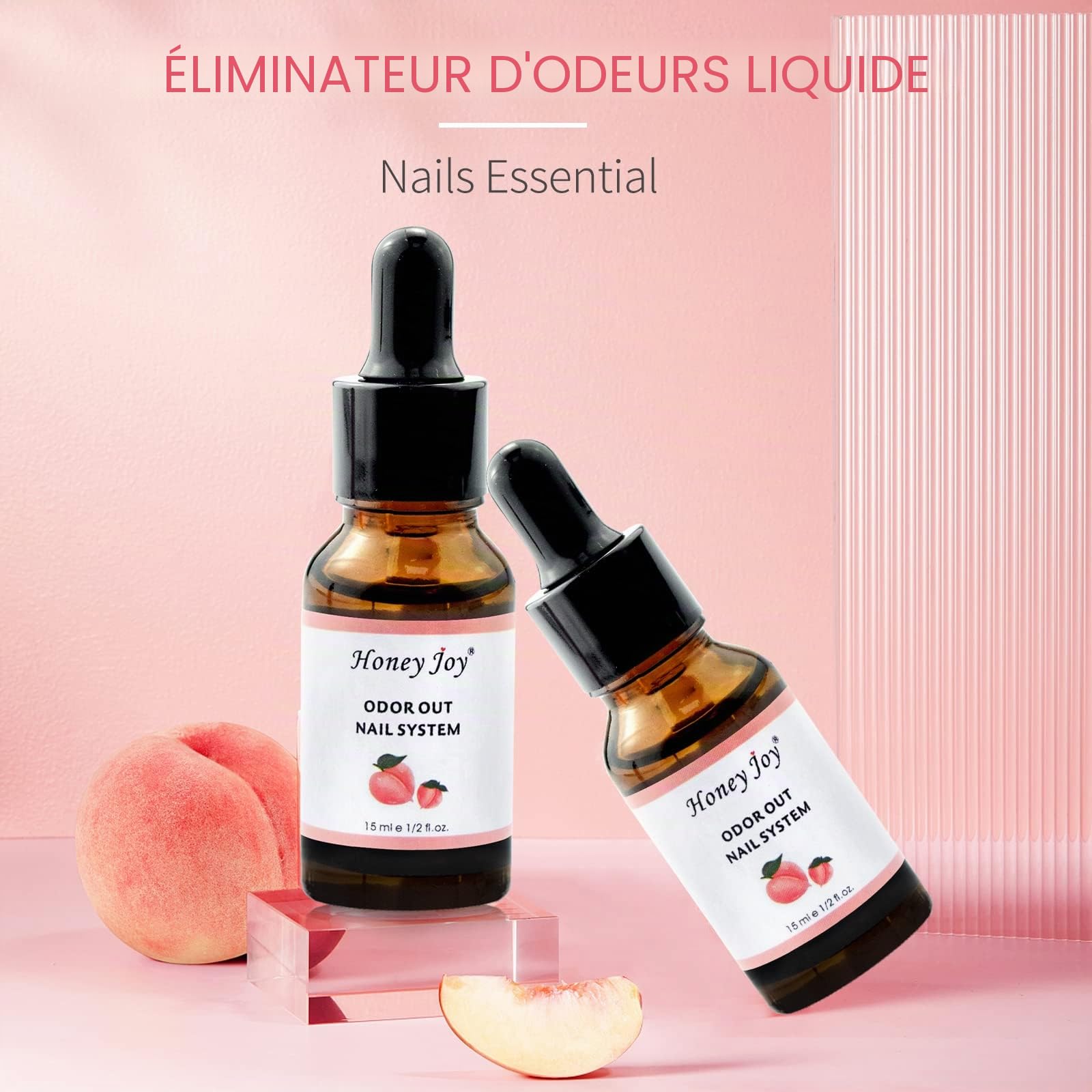 HJ-NAP011 Lot de 1 tube anti-odeur en acrylique pour nail art avec tube compte-gouttes