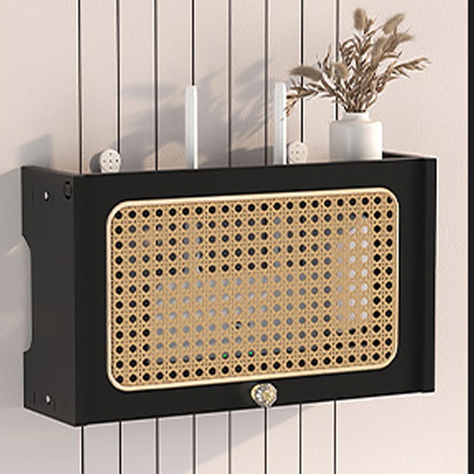 Router-Wandhalterung, WLAN-Router-Aufbewahrungsbox, Heimkino-Aufbewahrungsschrank, Kann Zur Abdeckung von Elektrodosen Und Zur Aufbewahrung von Ungenutzten Gegenständen(Nero,40cm/15.7in)