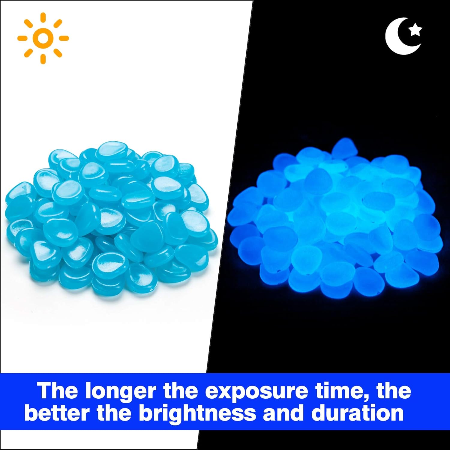 TAODUDU Glow in The Dark Garden Rocks Garden Decor Pebbles, Stepping Stones for Garden Walkway, DIY Decorative Luminous Stones for Outdoor Yard Plant Pot y ect. (250, Blue) : Garden & Outdoor