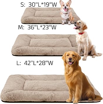 Dog Bed Mat for Medium/Large Dogs – All-Season Comfort with Ultra-Soft Flannel & Heavy-Duty Support (Brown, 42''L*28''W)