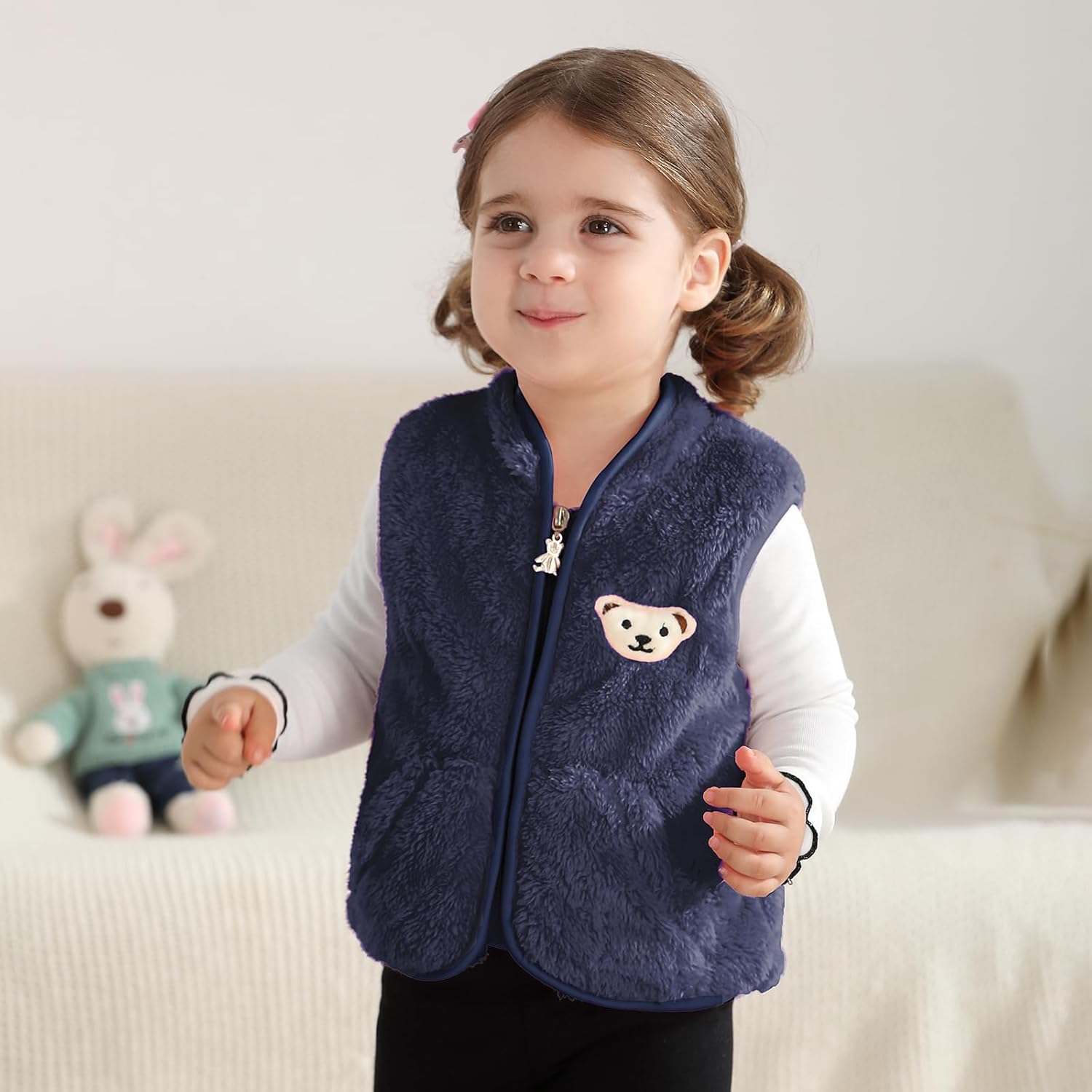 Baby Boys Girls Fleece Vest Zip Up Cute Bear Jackets Fuzzy Fall Winter Warm Clothes Newborn Outwear for Toddler Infant - Image 5