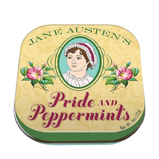 The Unemployed Philosophers Guild Jane Austen Pride and Peppermints Breath Mints, 1 Tin, Net Wt 4oz (12g)