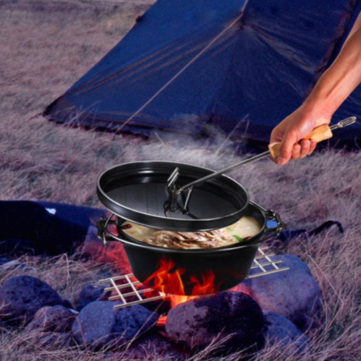 Stainless Steel Lid Lifter with Curved Handle for Pots and Cookware