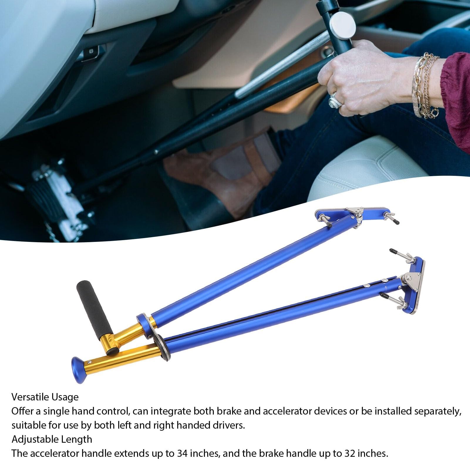 Genérico Controles manuales for conducción con discapacidad, Controles manuales for Conductores con discapacidad, Controles de Asistencia de pedaleo, Control Manual portátil de Longitud Ajustable