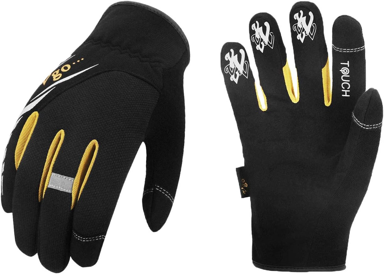 Buy 1 get 1 Vgo 3Pairs High Dexterity Light Duty Mechanic Glove, Rigger Glove, Anti-abrasion, Touchscreen(Size XL, Black, SL8853)