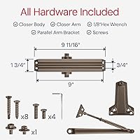 Vista 6 de Cierrapuertas Lawrence de Grado Comercial para Puertas Medianas/Pesadas 1 - Cierrapuertas Automático Comercial de Montaje en Superficie con Control