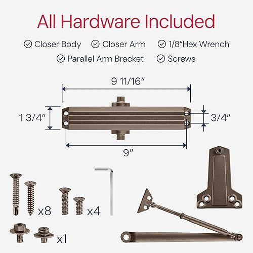 Miniatura 6 de Cierrapuertas Lawrence de Grado Comercial para Puertas MedianasPesadas 1 - Cierrapuertas Automático Comercial de Montaje en Superficie con Control