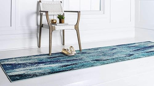 Miniatura 2 de Unique Loom Jardin Collection - Alfombra para múltiples áreas, abstracta, vibrante., Polipropileno, Azul