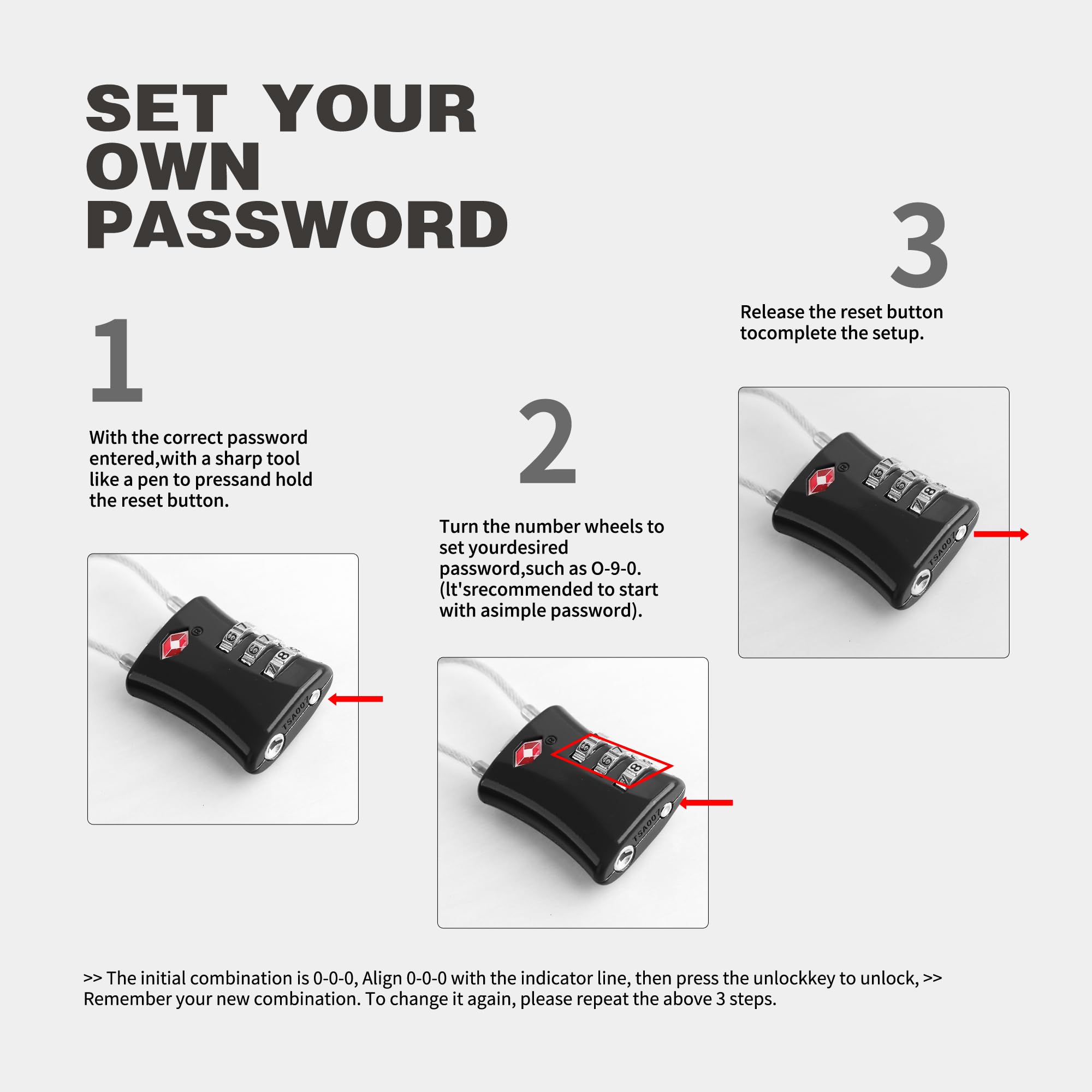 UP Security Lot De 2 Cadenas Combinés Approuvés TSA, Valise Et Sac à