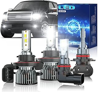 Compatible for 2004-2014 Ford F150 LED Headlight Bulbs,H13 9008 LED Headlight Bulb High and Low Beam 9145/9140/H10/9006 LED Fog Light Bulbs Kit,Pack of 4