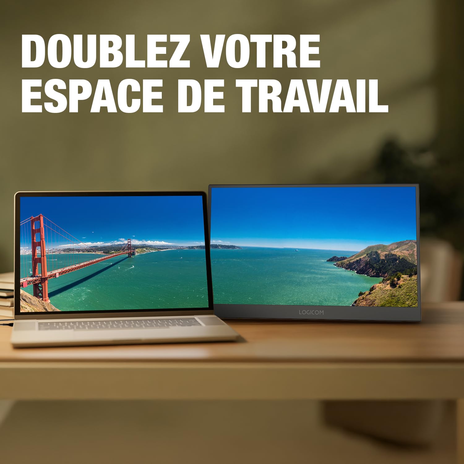 Logicom Nomad Display Ecran Portable 15,6 Pouces Full HD - écran IPS - ecran Portable USB-C & Mini HDMI deuxième écran Ordinateur Portable - ecran pc Gamer Xbox/PS4/5
