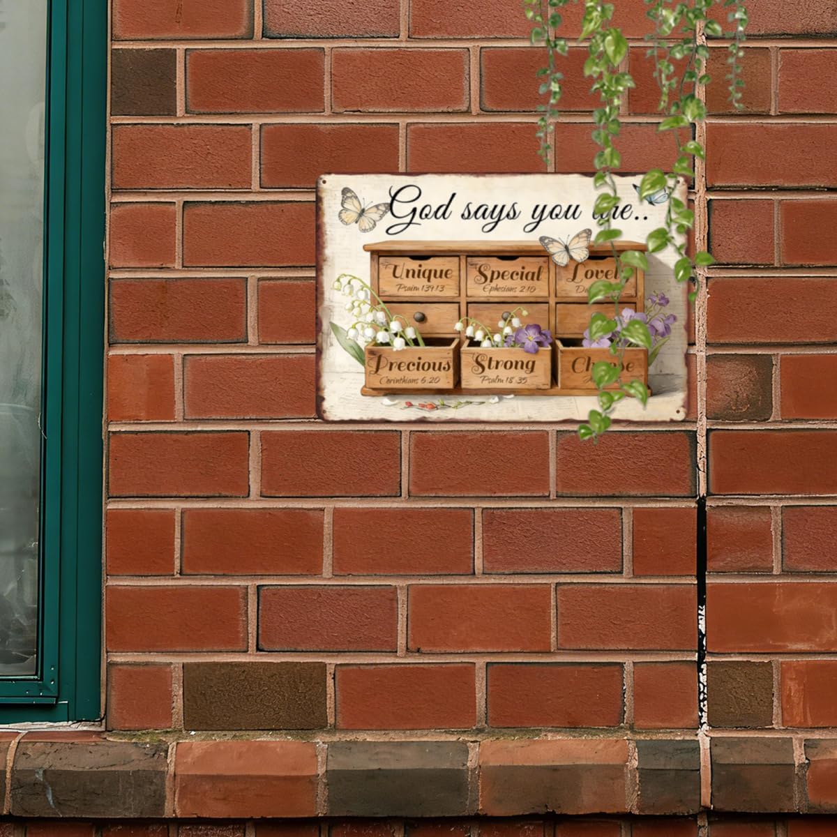 God Says You Are Metal Sign Flower Metal Wall Art Christian Gifts Bible Tin Signs for Home Church Prayer Room Office Garden Decor 12x18 Inch