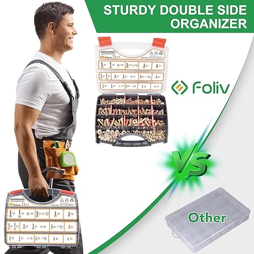 Miniatura 5 de FOLIV Kit surtido de 318 piezas de tuercas y pernos de alta resistencia de grado 8, 14-20,516-18,38-16, tornillos hexagonales, tuercas y arandelas