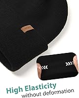 Vista 3 de FURTALK Gorro para hombre y mujer, con puños, grueso, unisex, gorro de invierno