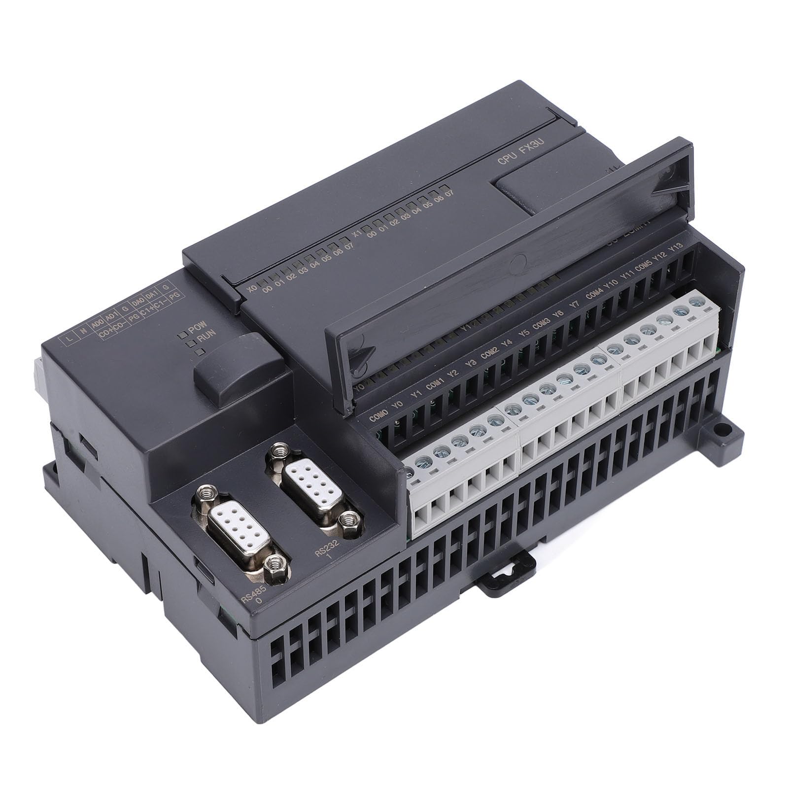 Yosoo Health Gear Programowalny moduł Sterownika Logicznego, Tablica Sterownicza ABS PLC DC24V 16 wejść 12 wyjść 8000 Pamięci 6 wejść Analogowych 2 Wyjścia Analogowe 38,4 Kb do Sterowania automatyką