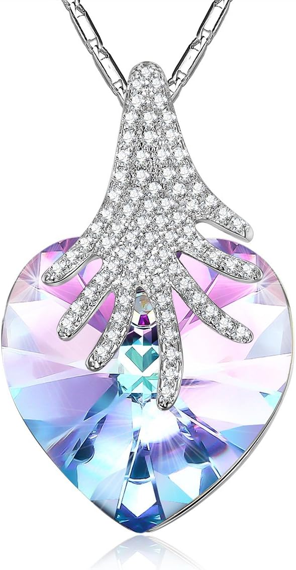 Crystal Necklace, "Love heart” Pendant Necklace Fashion Jewelry with Exquisite Package By iSuri for Mother's Day Gift. (Forever Love)