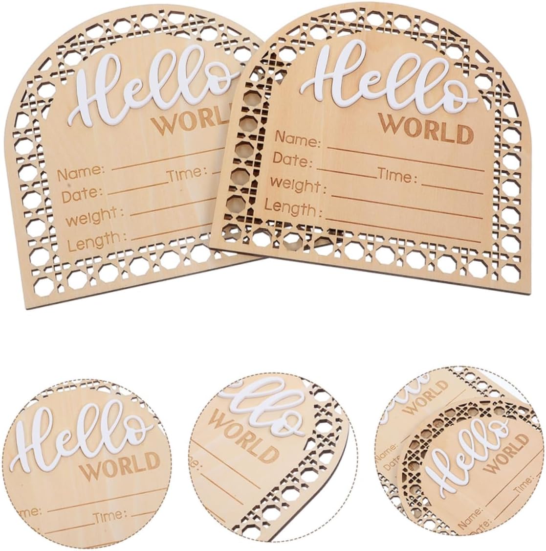 BESPORTBLE Wooden Baby Birth Announcement Sign Newborn Decor Design for Nursery and Baby Shower 4-Piece Set Light Wood