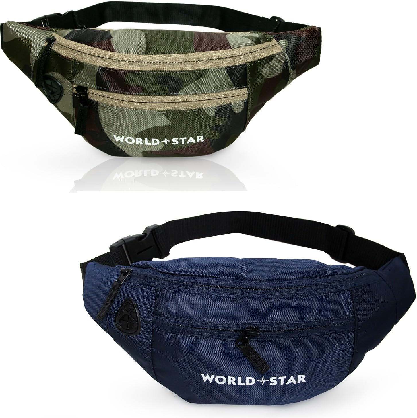 Polyester Waist Pack Travel Handy Hiking Zip Pouch Document Money Phone Belt Sport Bag for Men and Women and Adult | Khaki Blue | Rock Army & Blue Combo Waist Bag-image-7