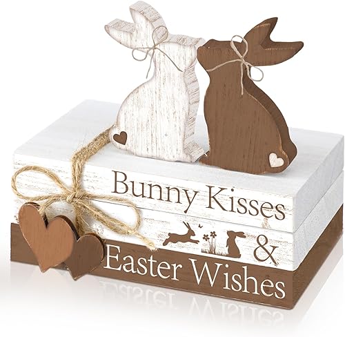 Vista 10 de Ferraycle 4 piezas de decoración de mesa de Pascua, cola de conejo, bandeja escalonada, decoración de mesa de feliz Pascua, centro de mesa