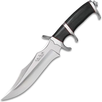 سكين مقاتلة United Cutlery Hibben Legacy III 5Cr15 ذات تشطيب مرآة من الفولاذ المقاوم للصدأ، ومقبض ميكارتا ممتاز، وغلاف جلدي قابل للتجميع - 12 1/2 بوصة بشكل عام