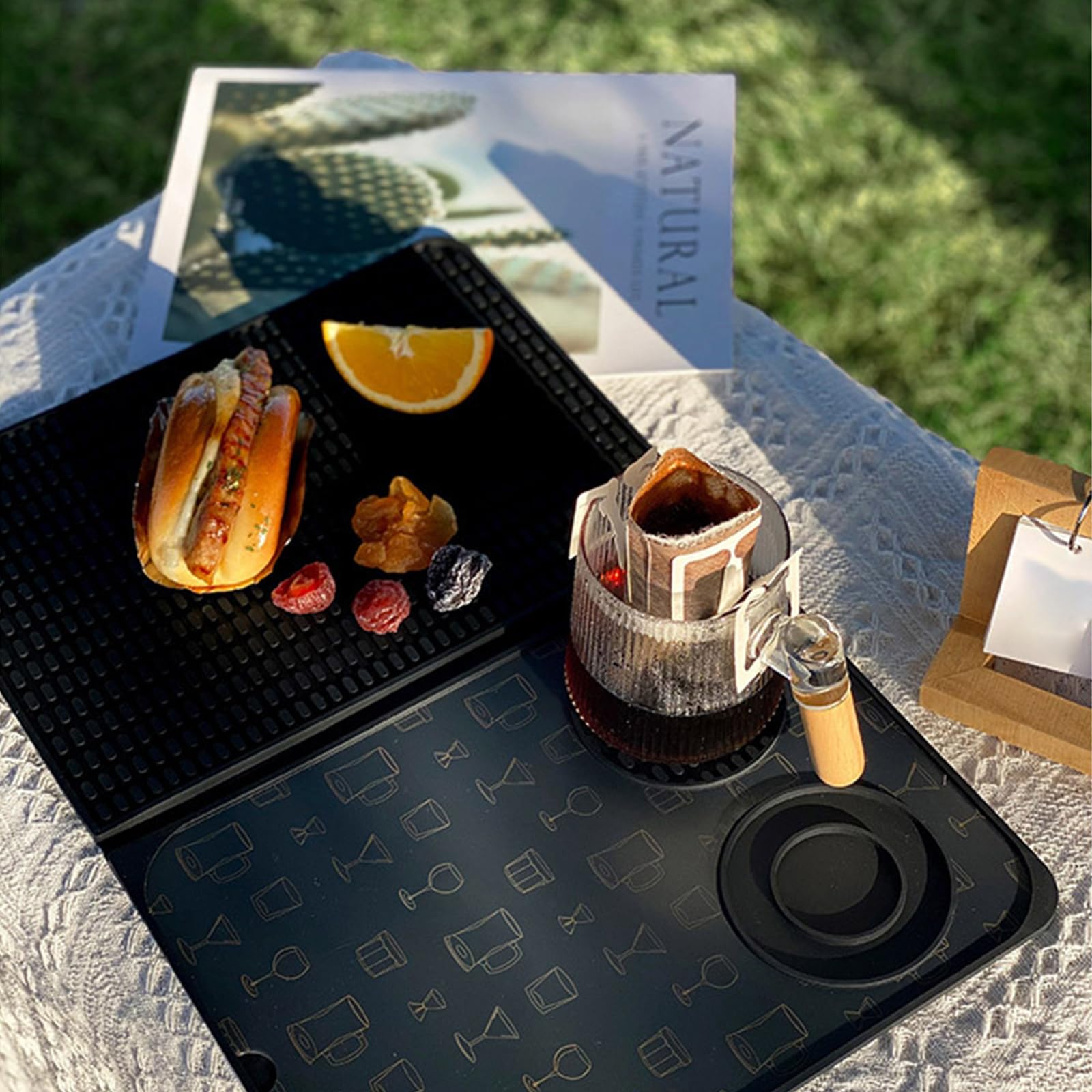 Alfombrilla plegable con tabla de cortar extraíble y bandeja Ed integrada para camareros profesionales, cocina para preparar y servir alimentos
