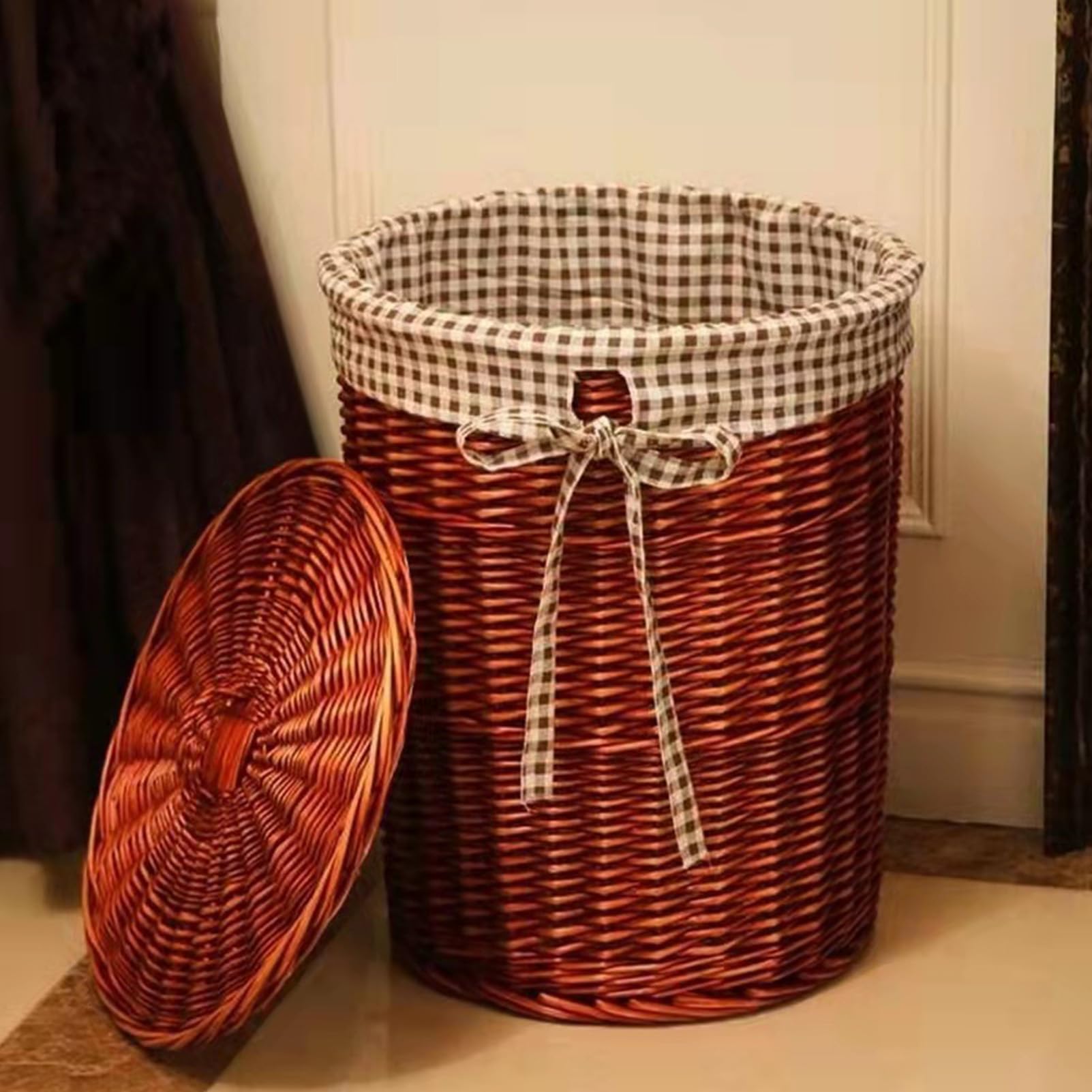 Large-Capacity Household Storage Basket, Multifunctional Dirty Clothes Basket, Household Rattan Laundry Basket, Bedroom Toy Organizing Bucket
