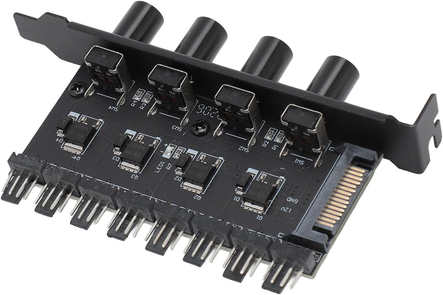 4 Knob PWM Fan Hub Controller, 8 Channel Powered PC Case Fan Speed Controller with PCI Bracket for 4Pin/3Pin CPU, VGA, HDD Cooling Fans