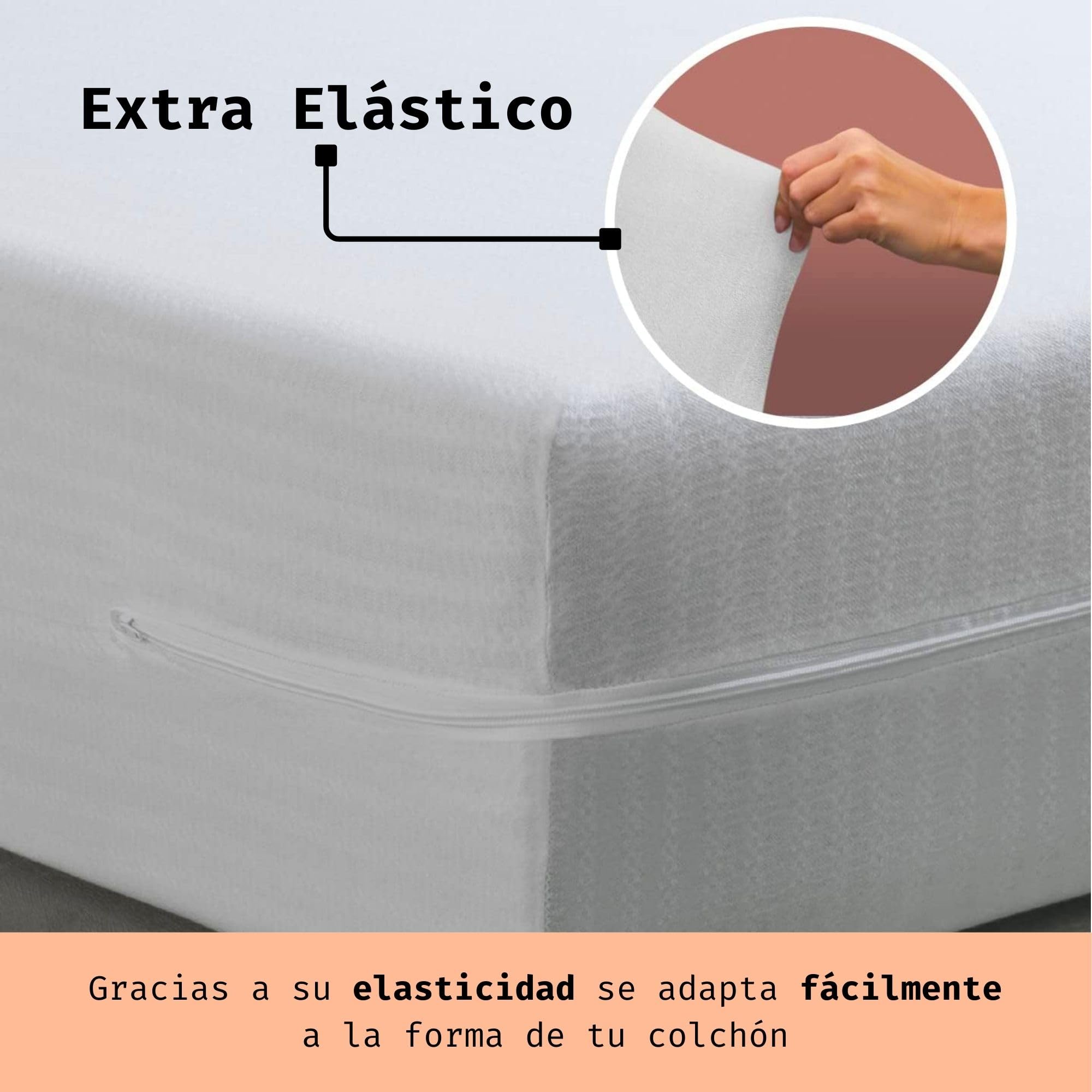 Tural – Funda de colchón elástica y Transpirable 160x190/200 cm | Protector de colchón con Cremallera | Cubre colchón Resistente y silencioso | Certificado Oeko-Tex
