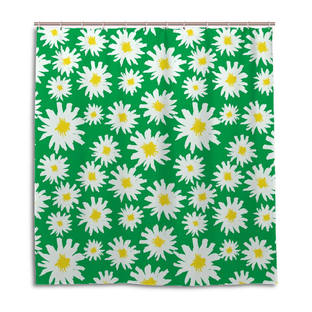 Rideau de douche imperméable en tissu camomille 168x183 cm style floral