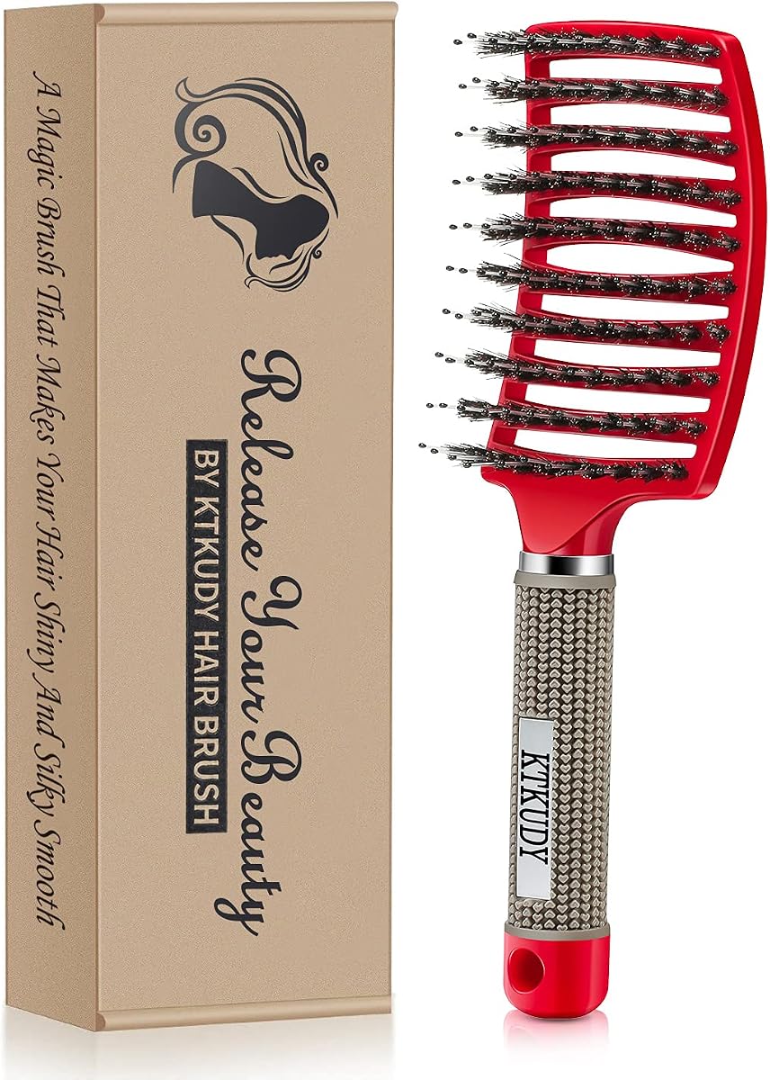 Pain-Free Detangling Brush for Women & Kids, Wet & Dry Hair, All Hair Types | Less pulling & breakage, Boar bristles tame frizz & add shine, Vents for faster blow-drying, Lightweight 4 oz, Non-slip grip