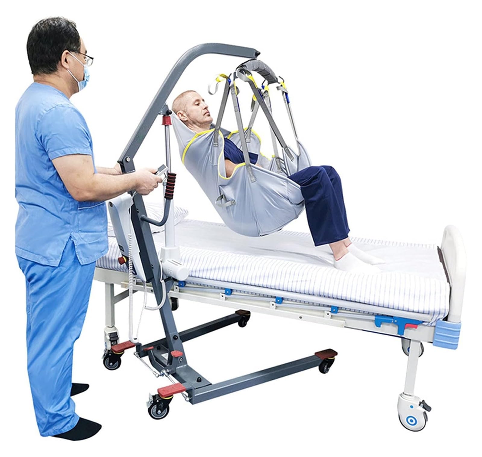 Eslinga de ducha，Traslado de paciente， Arnés de baño for elevación de pacientes, cinturón de transferencia for ducha con soporte for la cabeza, arnés de cuerpo completo for inodoro(Medium)