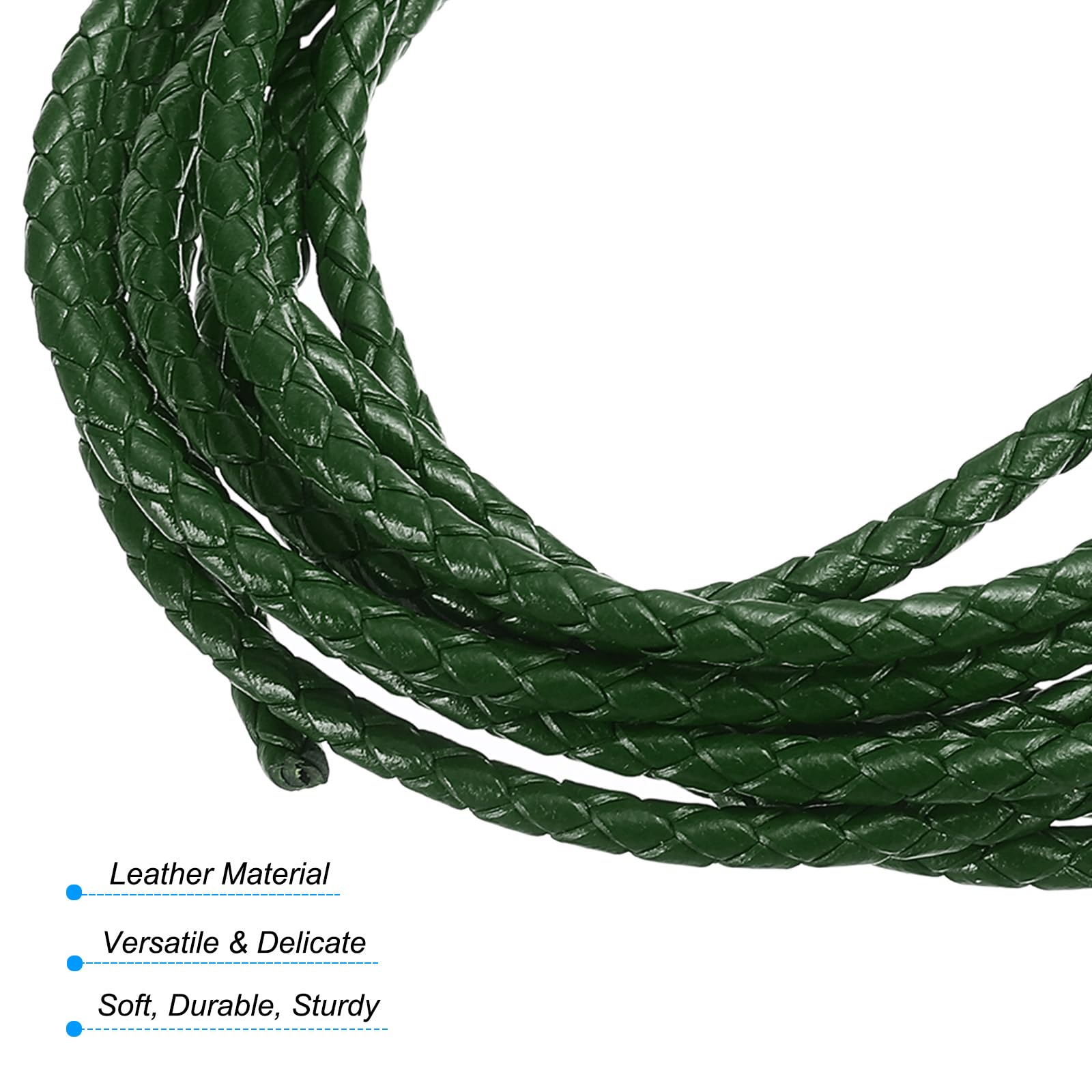 PATIKIL Round Braided Leather Cord - Image 3