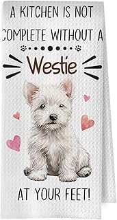 Funny Westie Kitchen Towels - Westie Gifts Decorative Waffle Dish Towels, Dog Lovers Gifts Hand Towel, Tea Towel, 16x24 Inches