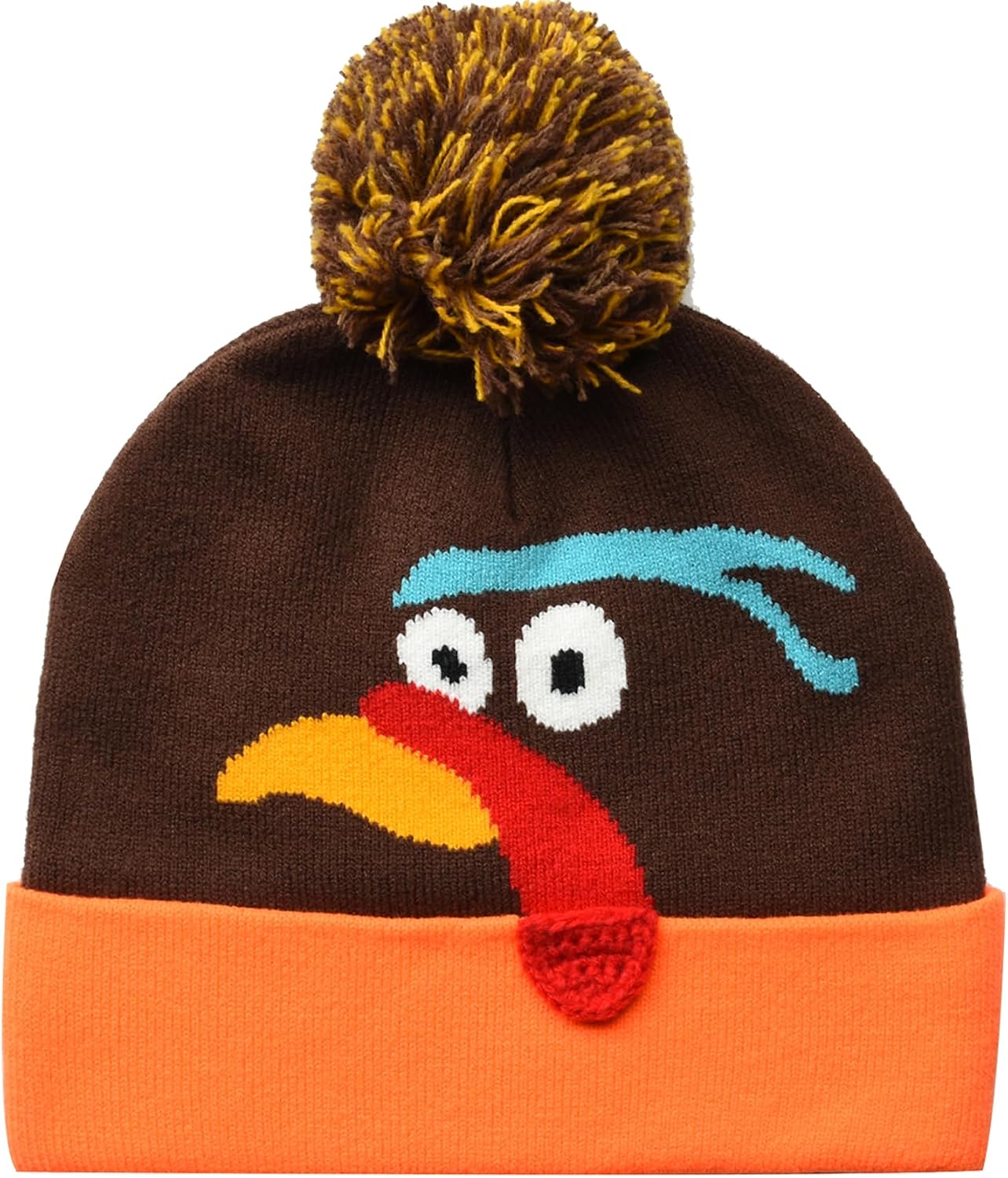 EDTREK Fun Run Turkey Beanie for Kids and Adults - Globble Knitted Pom Hat for Girls and Womens