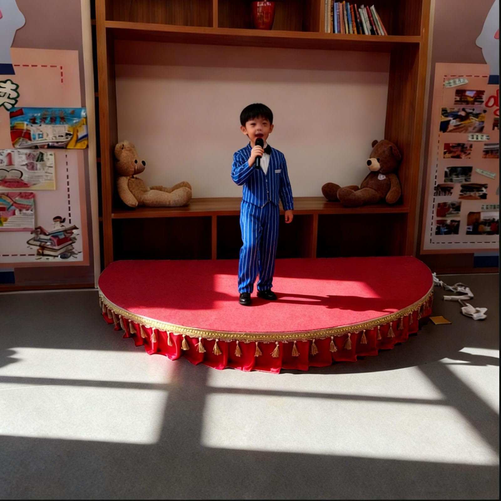 Palcoscenico Portatile Rotondo per Discorsi Bambini Piccola Piattaforma per Palcoscenici Disponibile In Lunghezze 100 A 150 Cm Adatto per Spettacoli All'Asilo E per Presentatori Matrimoni 100x50cm