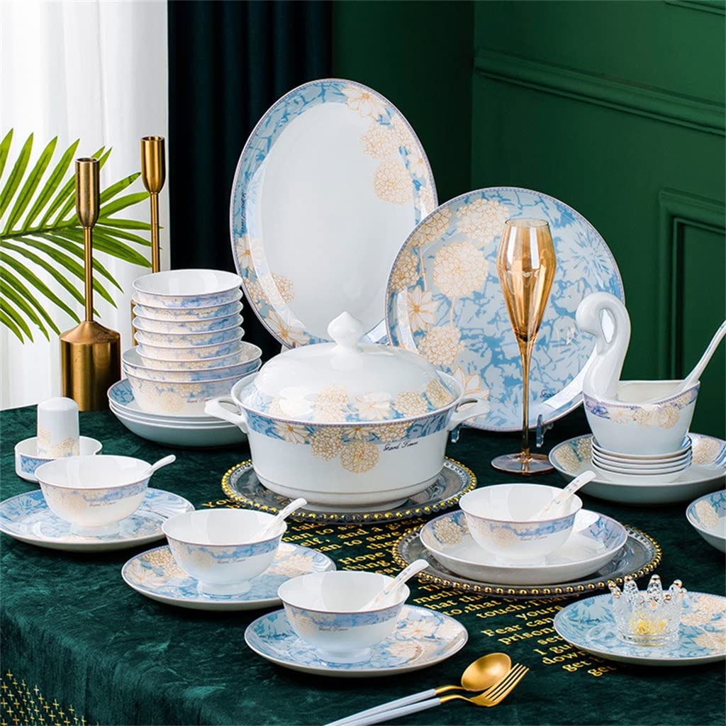 60-częściowy zestaw naczyń z porcelany kostnej Miska na jedzenie Naczynia do sushi Talerze do ramenu Zestaw obiadowy Przybory kuchenne Akcesoria