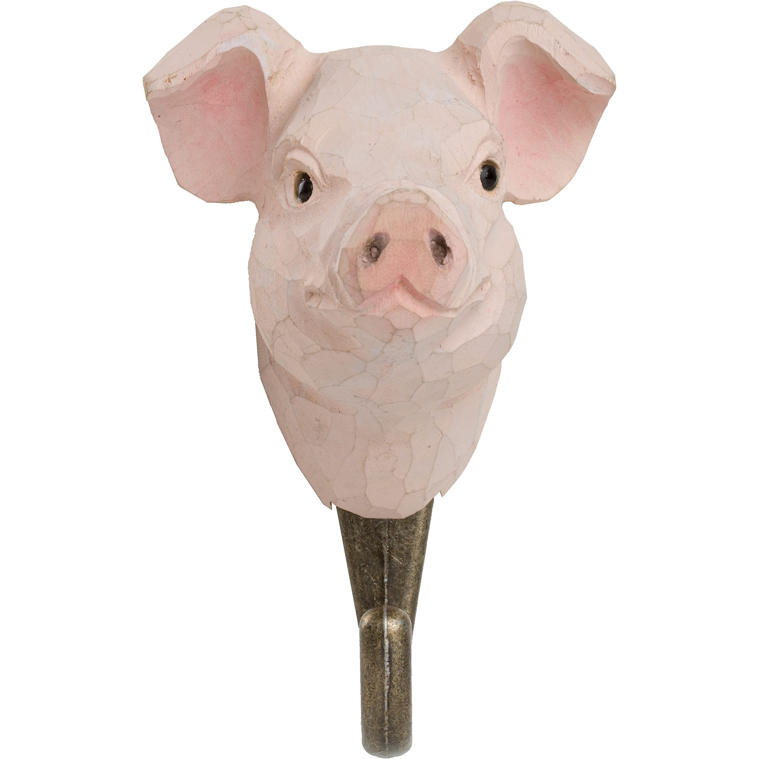 WILDLIFEGARDEN Hand-Carved Pig Hook, Sturdy Wood Wall Hook with Artisanal Life-Like Figurine, Easy-to-Install, Designed in Sweden