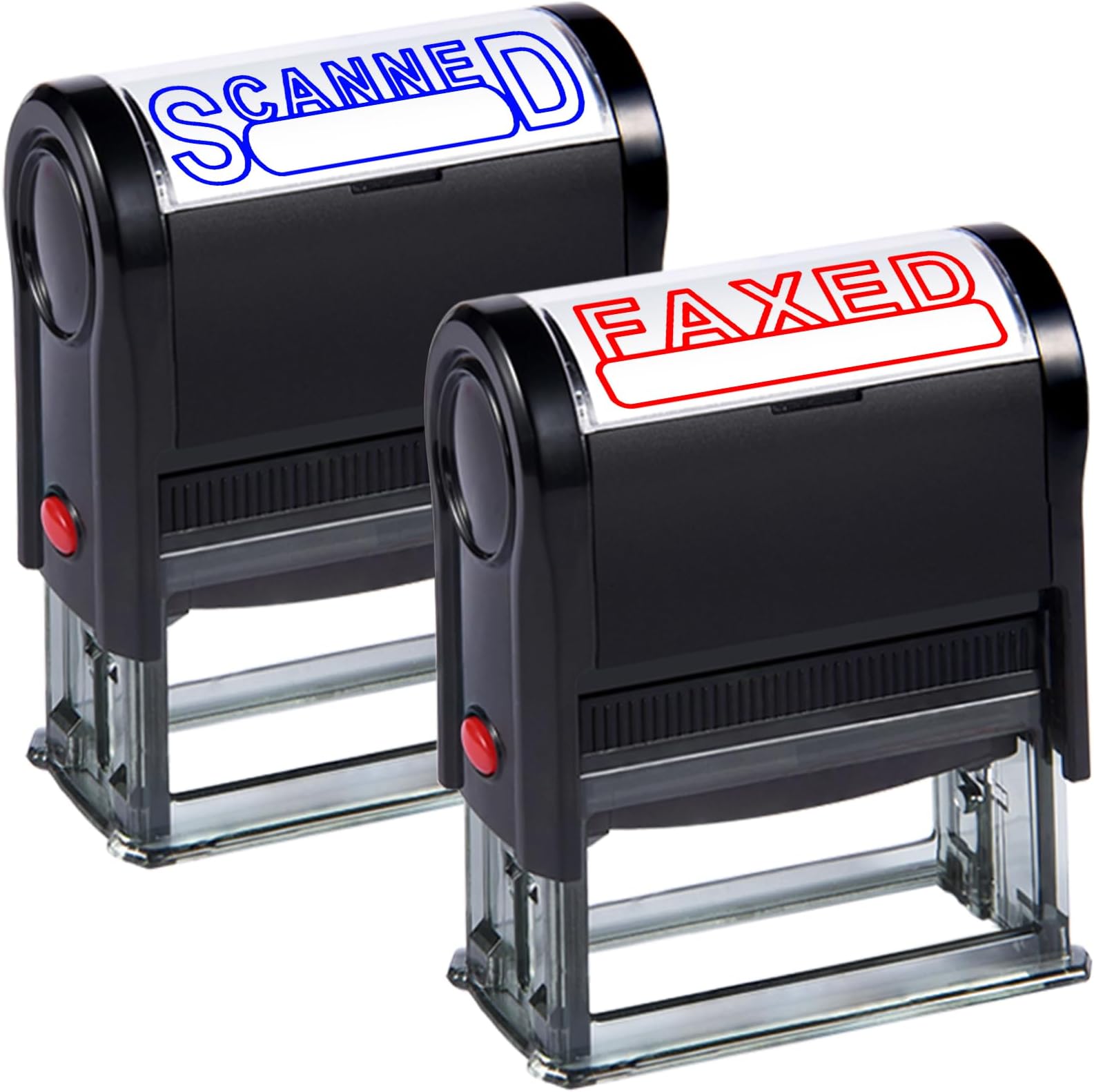 Self Inking Faxed and Scanned Stamps Set for Office Supply Refillable Scanned Faxed Stamp Set for Business Supplies Blue Scann Stamps Red Fax Stamps Message Stamp for Document Management