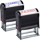 Bertiveny Self Inking Faxed and Scanned Stamps Set for Office Supply Refillable Scanned Faxed Stamp Set for Business Supplies Blue Scann Stamps Red Fax Stamps Message Stamp for Document Management