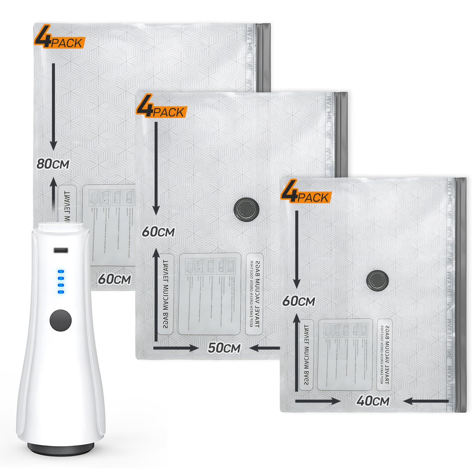 CIRYCASE 12-Pack Vacuum Storage Set – Airtight Compression Bags for Clothes, Bedding & Travel