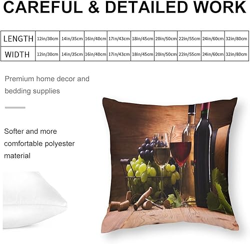 Miniatura 2 de Funda de almohada, uvas verdes, vino tinto y tapón de corcho, suelos de madera, funda de almohada decorativa, funda de almohada moderna para sofá,