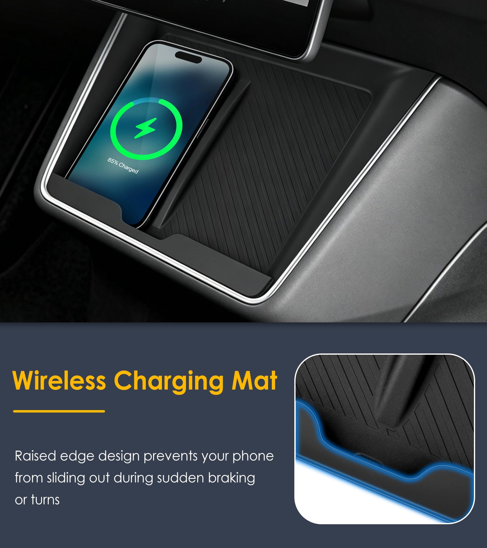 4 Pièces Accessoire pour Tesla Model Y Juniper Standard 2026 2025, Comprend un Rangement Inférieur Console Centrale, Rangement Dissimulé, Socle Recharge, Porte-gobelet