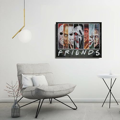 Miniatura 3 de Kits de bordado de punto de cruz de Halloween para adultos principiantes, kits de bordado de terror para amigos, kits de punto de cruz, patrones