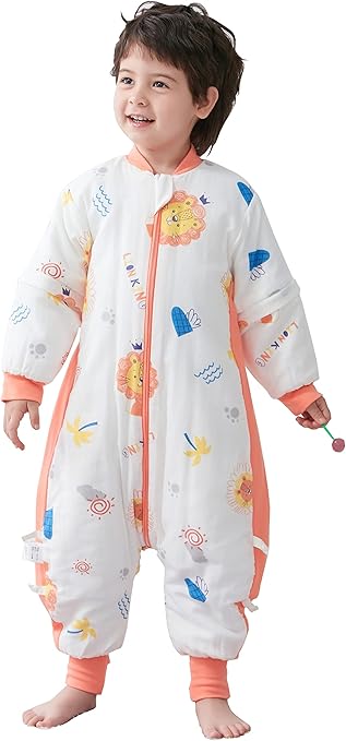 Chilsuessy Nursery,Bedding,Blankets & Swaddlers,Swaddles Chilsuessy Baby Sleeping Bag with Feet 2.5 Tog Toddler Sleeping Sack with Removable Sleeves Winter Nursery Wearable Blankets for Infant Boys Girls Super Soft, Lion, M/2-3 Years