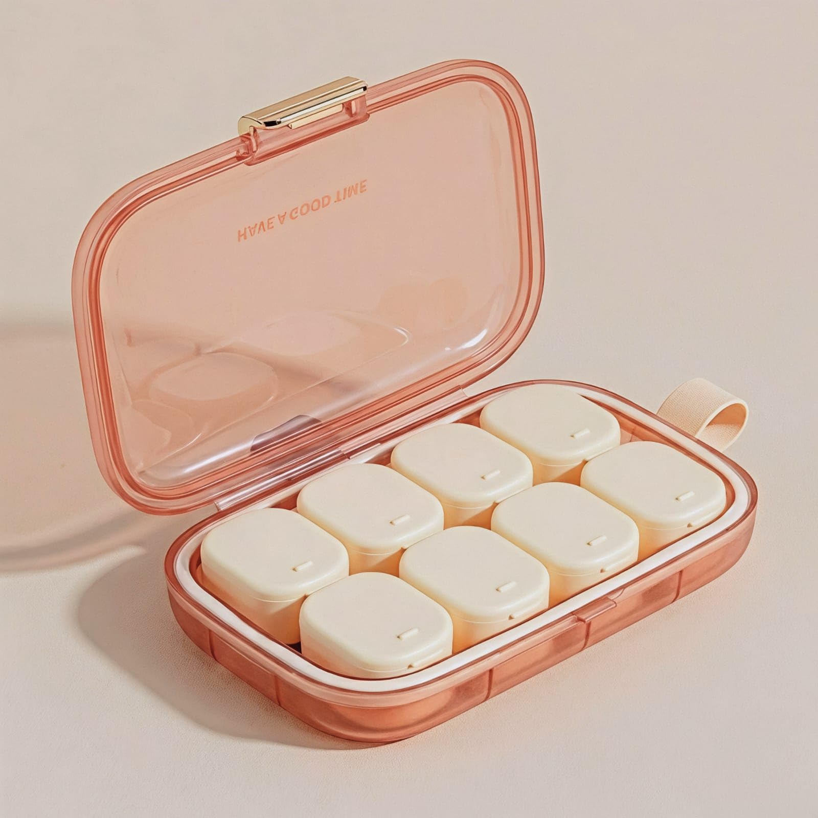 Mini Pocket Pills Organizer Box Portable Medicine Storage Case with Waterproof Silicone Seal Push Button Open Travel Tablet Capsule Holder for Daily Use Elderly Men Women (8 Compartment)-image-28