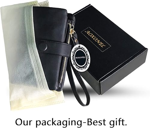 Miniatura 7 de AOXONEL Women's Small Bifold Leather wallet Rfid blocking Ladies Wristlet with Card holder id window Coin Purse