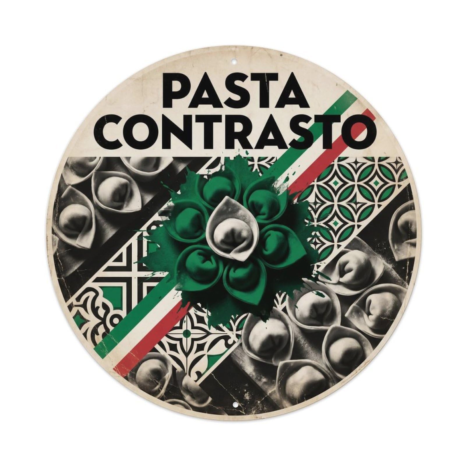 Cucina Italiana Pasta Monochrome Food Culture Metal Tin Sign