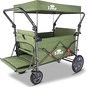 Zum Anbieter bei Amazon* TMZ Bollerwagen faltbar mit Dach Handwagen Transportkarre Gerätewagen | klappbar | PU Reifen mit hoher Elastizität