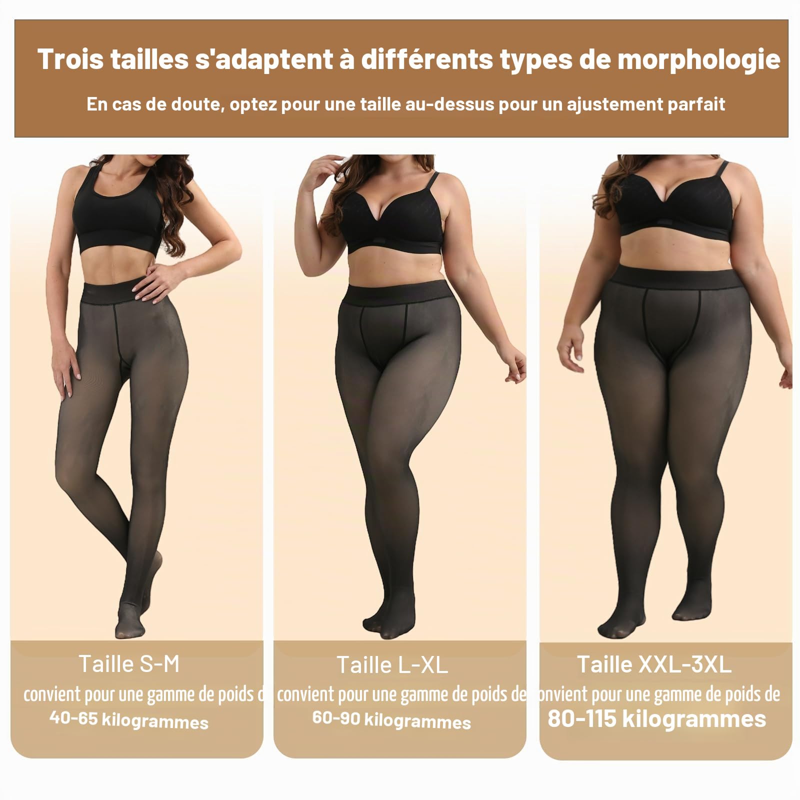 Merlvida Collant Polaire Femme Effet Transparent S-3XL - Collant Thermique Épais, Legging Chaud Femme Hiver - Collants à Taille Haute et Doublés Grande Taille